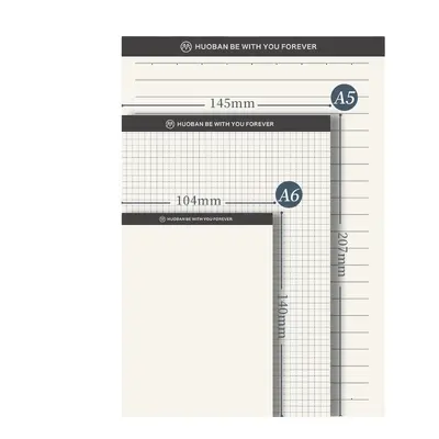 B5 Top-Flip PP Cover Blank Notepad, A5 and A6 Ruled or Grid Notebook