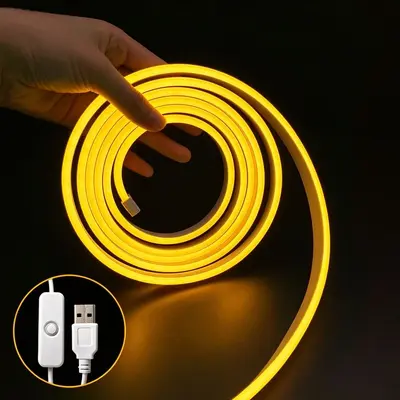 USB Neon Işık Şerit, 5V, Kısılabilir, Su Geçirmez, Sıcak Beyaz - 12