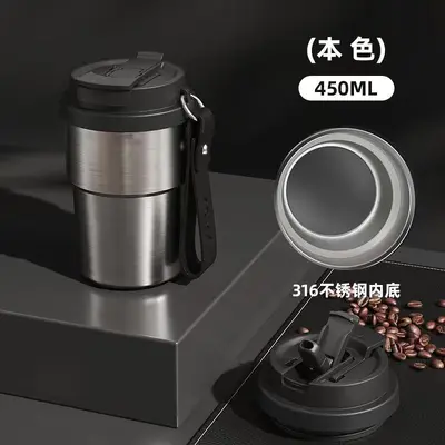 Einfache doppelwandige Kaffee-Thermoskanne 316 Edelstahl Kaffeebecher hochwertig tragbar Geschenk Wassertasse mit individueller Logo-Anpassung - 8