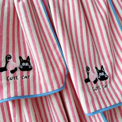 Cartoon-Katzen-Korallenvelours-Handtuchtuch-Set, dick, saugfähig, übergroß