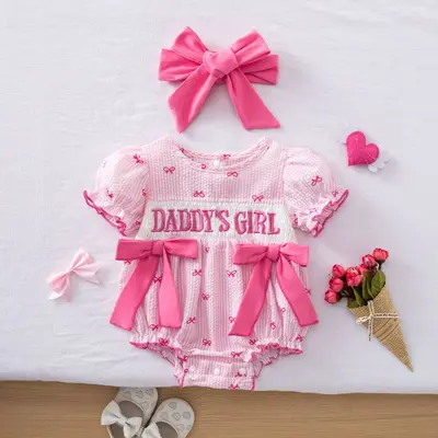 Babysommer-Strampler-Set für Mädchen mit Kopftuch - 7