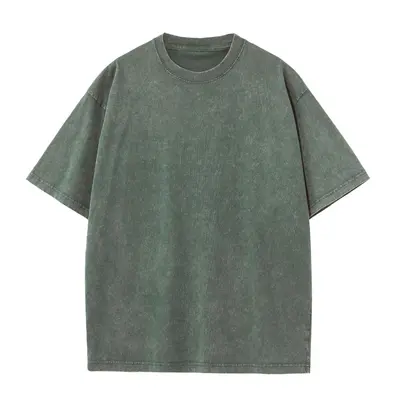 230g Reines Baumwoll-Übergrößen-T-Shirt mit Vintage-Waschung, Wachsbatik-Effekt und entspannter Passform - 11