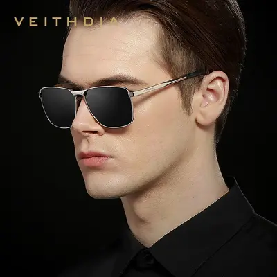 Men's Polarized Square Color-Changing Sunglasses, UV Protection - 3