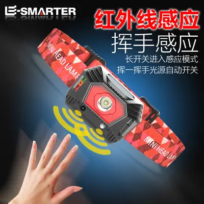 USB Rechargeable Waterproof LED Sensor Headlamp for Camping and Night Fishing