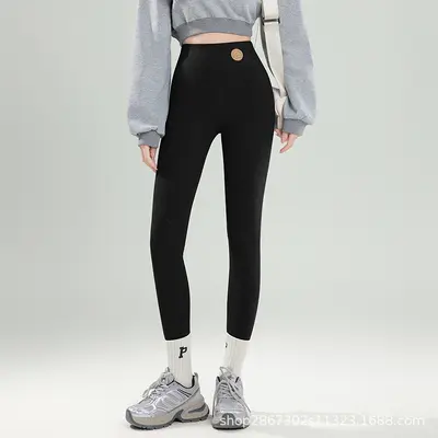 纯棉打底裤女外穿2026春秋新款高腰弹力大码瑜伽新比裤螺纹小脚裤 - 13