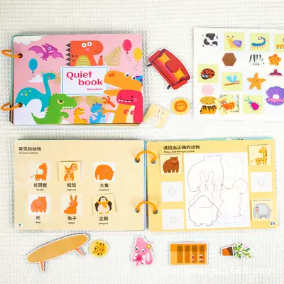 Wiederverwendbares Stickerbuch Lesen lernen Klettsticker-Buch für Kinder - 4