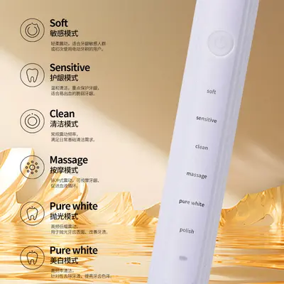 Adult Electric Toothbrush Cross-Border New Arrival Gentle Gum-Care Tooth Stain Removal Lazy Smart Timer Electric Toothbrush