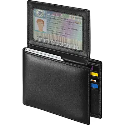 Erkek hakiki deri cüzdan, RFID korumalı, manyetik etkisiz, inek derisi ikiye katlanır - 7
