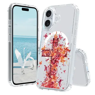 Apple iPhone 17 Pro Max manyetik telefon kılıfı, sınır ötesi Avrupa ve Amerikan çiçek desenli TPU+PC koruyucu kılıf - 13