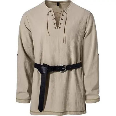 Men's Henley Long Sleeve Shirt, Hippie Style, Beach