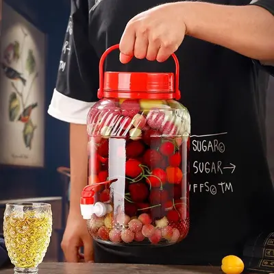 Glass Sealed Jar with Tap, 10 jin