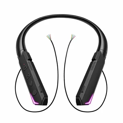 Nefes ışığı ile DIY EQ ayar TF kart oyunu asılı boyun Bluetooth kablosuz stereo kulaklık aksesuarları yarı mamul ürün