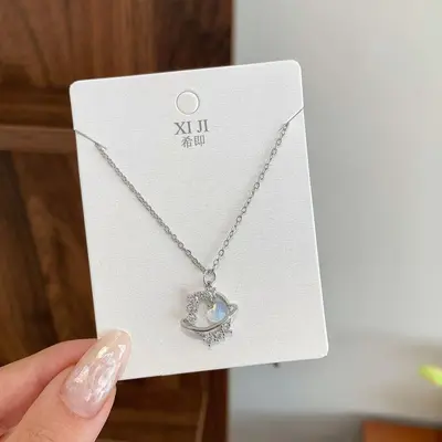 Stern- und Blüten-Quadrat Diamant Halsketten-Set - 10