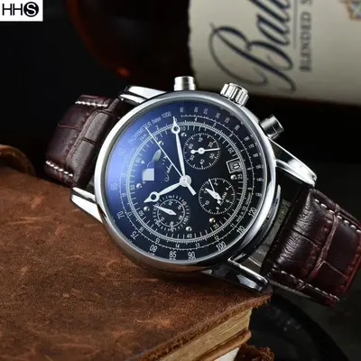Herrenuhr, Zeep-Marke, Quarz, Lederarmband