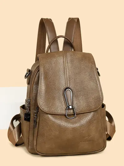 Genuine Leather Women's Backpack, Retro Style, Large Capacity Student Schoolbag - 4