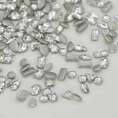 Mini zircon nail rhinestones, 5A, flat-back, rhombus