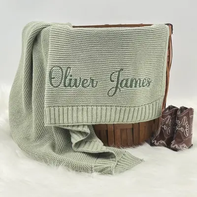 Embroidered Newborn Baby Blanket, Small Children's Quilt