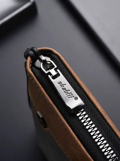 Men's Long Zip Wallet, Multi-Compartment, Anti-Theft - 4