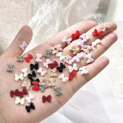 Üç boyutlu reçine fiyonk tırnak sanatı takı seti DIY