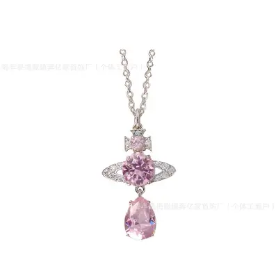 Su damlası kolye, kristal, zirconia taş, gümüş kaplama - 6