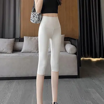 Damen Sommer-Yogahose mit hohem Bund, Stretch, 5/6-Länge - 12