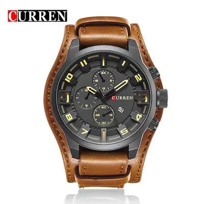 CURREN 8225 erkek saati, büyük kadran, su geçirmez, takvim fonksiyonu