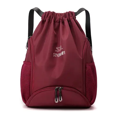Waterproof Sports Bag with Separate Shoe Compartment and Drawstring Backpack - 12
