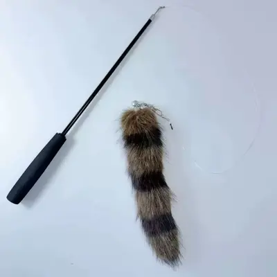 Fox Tail Retractable Cat Teaser Wand, Fishing-Style, Bite-Resistant - 8