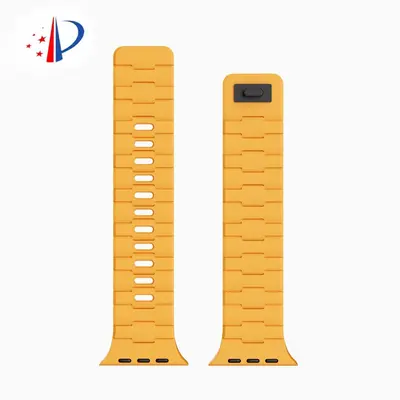 Hermes-Pattern Silicone Magnetic Strap for Apple Watch 4-9 and S10 - 11