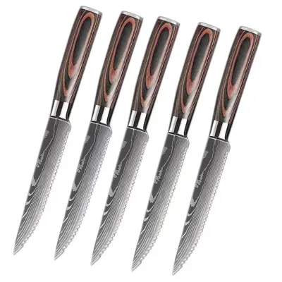 Steak bıçağı seti, 4CR13 çelik, damask desen, 2 parça - 11