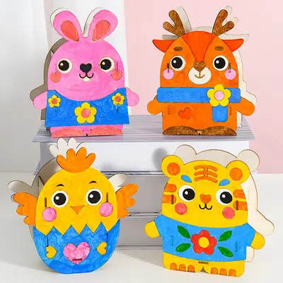 Holz-DIY-Materialset, Cartoon-Stifthalter - 3