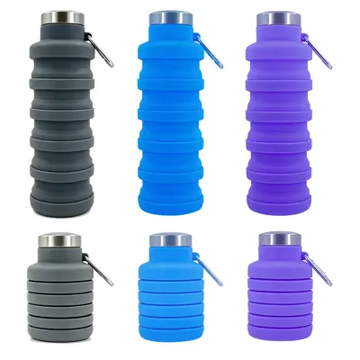 Faltbare Trinkflasche für Reisen, Fahrrad-Teleskopbecher, tragbare Outdoor-Sportflasche, Geschenk-Silikon-Faltbecher - 4