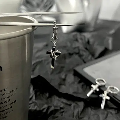 Stainless Steel Cross Earrings, Unisex Ear Clips