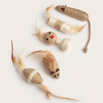 Sound Sisal Mouse Cat Toy, Bite-Resistant, Self-Play, Teeth Grinding - 3