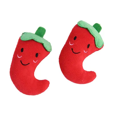 Red Chili Plush Teddy Dog Toy with Squeaker