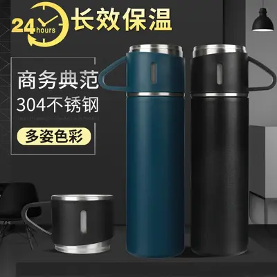 Edelstahl-Thermobecher-Set mit drei Deckeln und Geschenkbox - 5