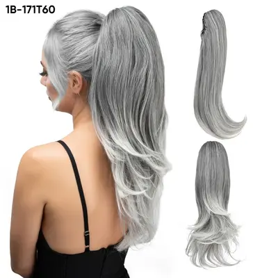 Women's Short Hair Ponytail Wig, High Ponytail, Natural Fluffy Curly, Clip-In - 8