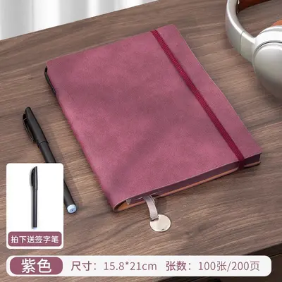 Sheepskin Leather Strap Notebook, Soft Leather Office Meeting Journal - 12