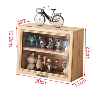 Solid Wood Vintage Storage Box with Drawers Desktop Display - 13