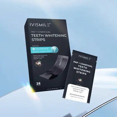 Activated Charcoal Teeth Whitening Strips, 7 Pairs, Gentle Formula