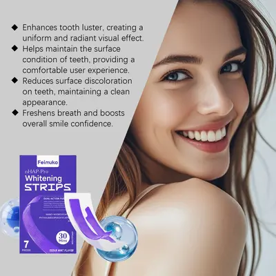 Feimuko Purple Glossy Tooth Stickers Gentle Tooth Surface Cleaning, Shiny Fresh Daily Care Tooth Stickers - 4