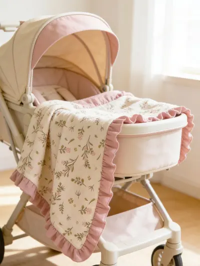 4-Layer 100% Cotton Ruffled Baby Swaddle Blanket