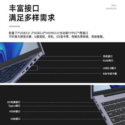 Yeni 16 inç geniş ekranlı Core i5-8210Y ince ve hafif iş ofis taşınabilir dizüstü bilgisayar yepyeni