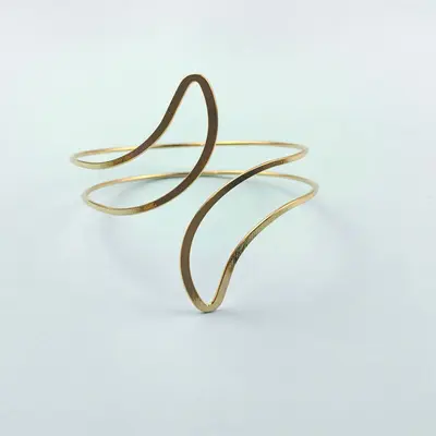 Rhinestone Flower Open Arm Bangle, Geometric Bracelet - 7
