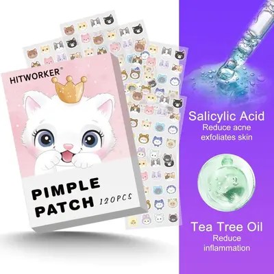 Cartoon Design Tea Tree Hydrocolloid Acne Patches, 120 Pcs - 5
