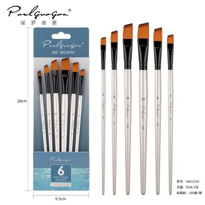Sanat fırça seti, 6 parça naylon ahşap - 13
