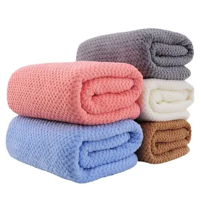 Düz ananas ekose havlu seti yumuşak ve emici çocuk yüz havlusu ev banyo havlusu mercan kadife havlu - 5