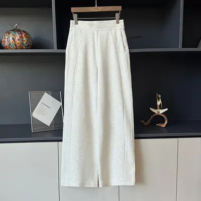 Modal waffle kumaş düz paça kadın eşofman, yüksek bel, günlük yoga pantolonu - 9