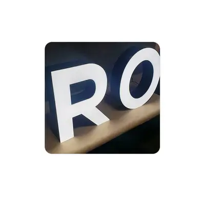 Flat Stainless Steel Illuminated Acrylic Letters, Outdoor Mini Frameless Sign
