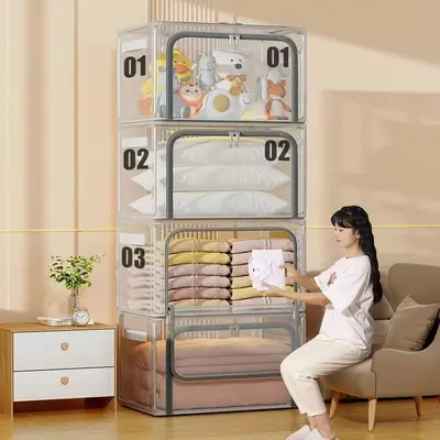 Clear large-capacity clothing storage box, foldable - 5